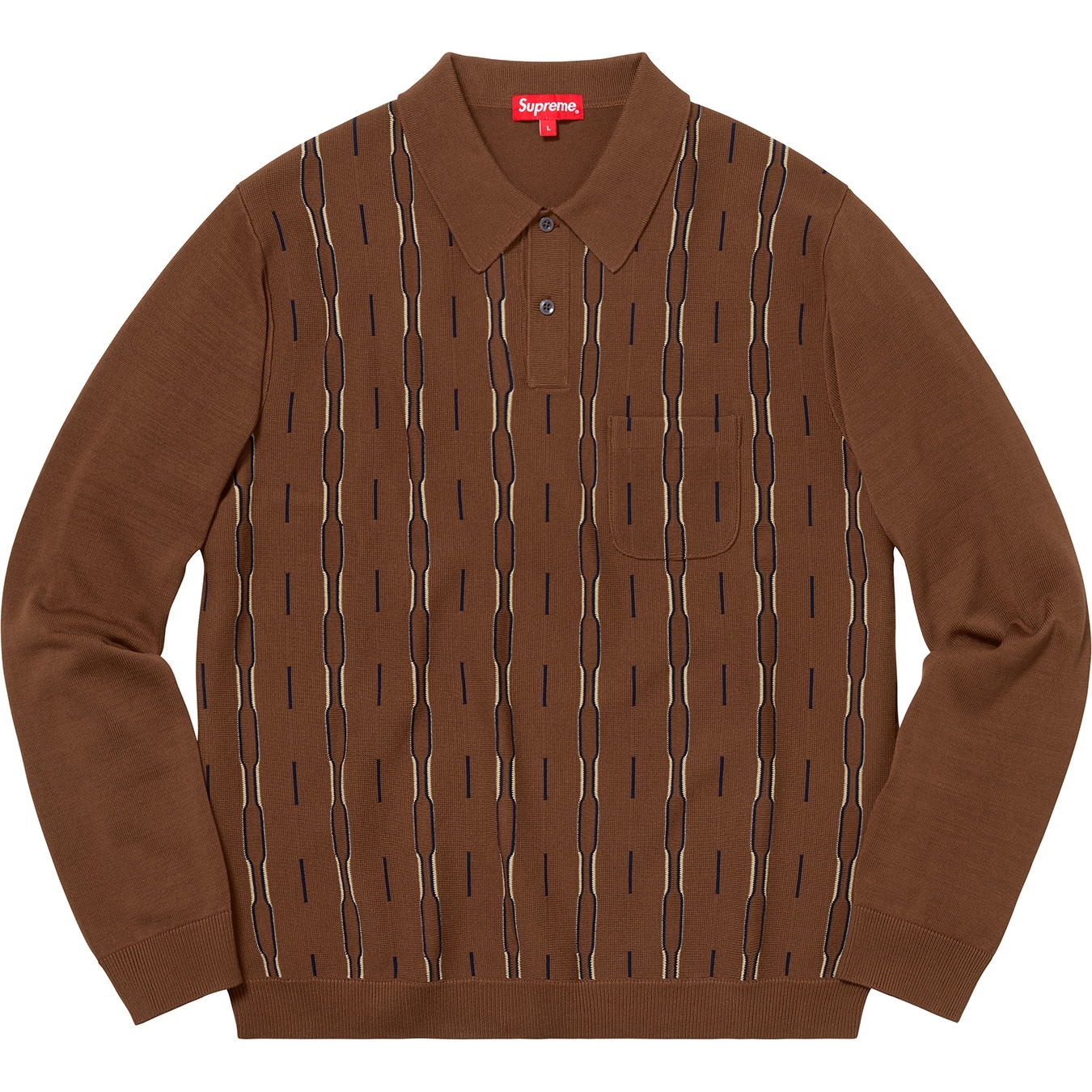 Vertical Stripe Knit L/S Polo view 6